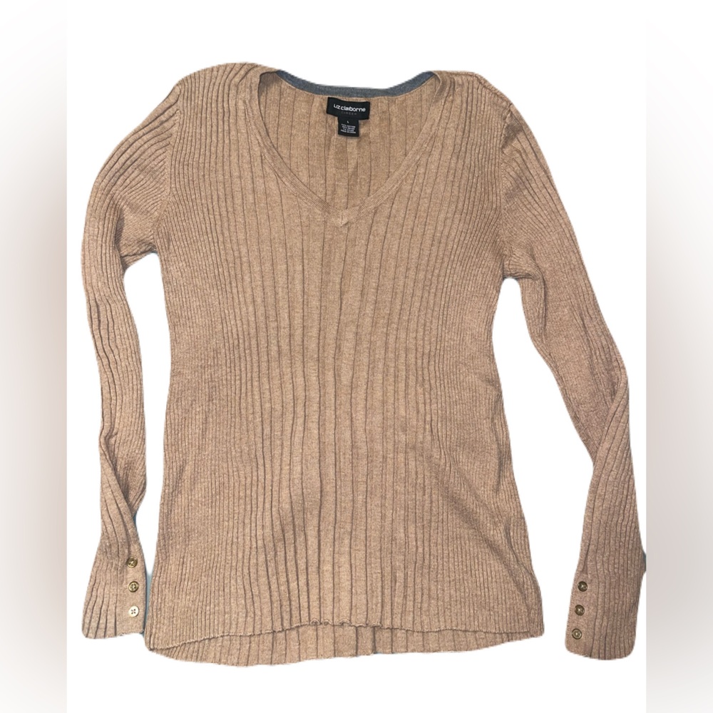Liz Claiborne Tan Ribbed Sweater